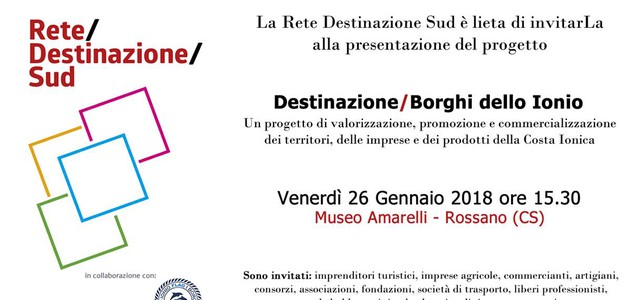 NASCE DESTINAZIONE BORGHI DELLO JONIO  PRESENTAZIONE VENERDÌ 26 DA AMARELLI 
