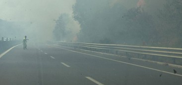 Incendio sulla statale 280, code per intenso fumo