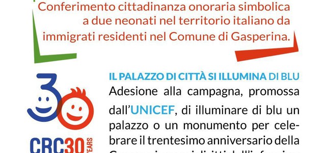 Gasperina - il palazzo di città si accende di blu per la Giornata dei Diritti dell'Infanzia e dell'Adolescenza