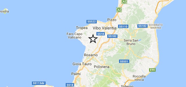 Scossa di terremoto di magnitudo 2.5 nel vibonese