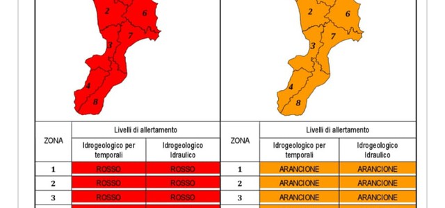 La Protezione civile dirama allera arancione domani su tutta la Calabria