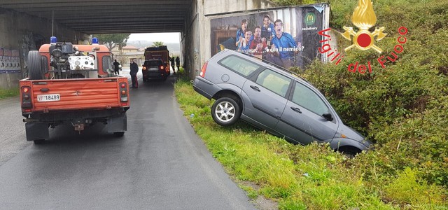 Incidente stradale a Gizzeria, auto finisce in canale.