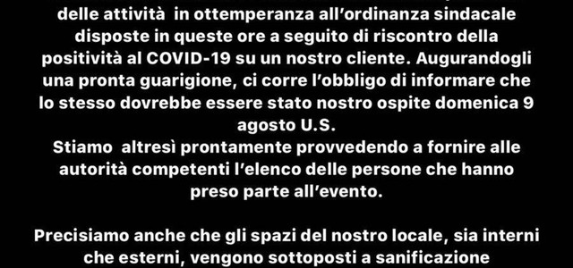 Giovane positivo al Covid19, la risposta dei locali
