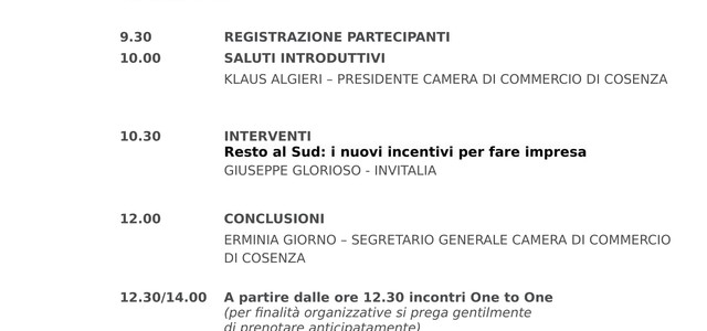 Resto al Sud, presentazione a Cosenza