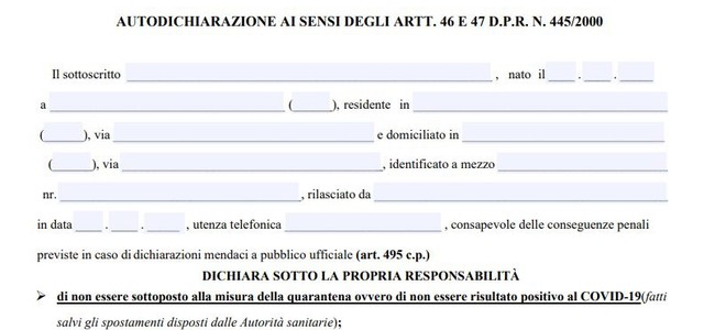 Fase 2, ecco il nuovo modulo da compilare per l'autocertificazione