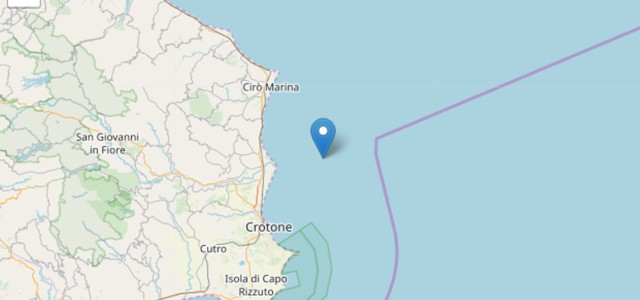 Lievi scosse di terremoto al largo della costa ionica calabrese