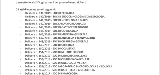 18 reparti retti da Primari facenti funzione - Codacons chiede all'Asp di Catanzaro verifiche sulle recenti nomine