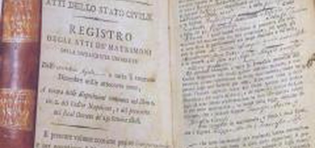 Venerdì 19 maggio l'inaugurazione dell'Archivio Storico dello Stato Civile