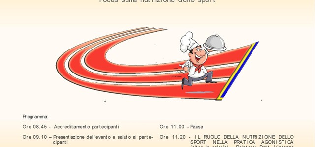 Primo focus sulla nutrizione dal titolo “le ricette dello sportivo”