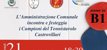 L'Amministrazione Comunale incontra e festeggia i Campioni del Tennistavolo Castrovillari  