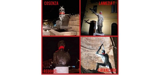 No alla censura, CasaPound imbavaglia le statue in oltre cento città