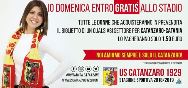 Il Catanzaro invita tutte le donne al Ceravolo omaggiandole per la loro festa.
