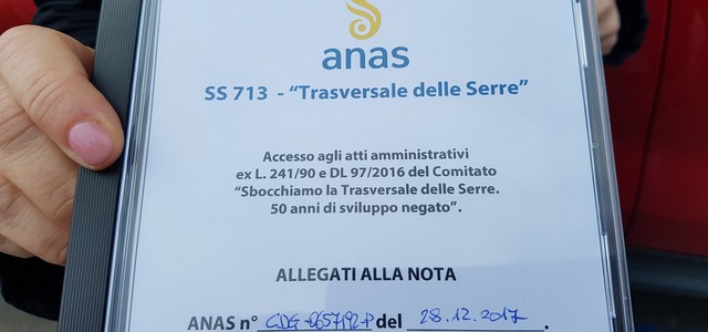 Trasversale delle Serre, l'Anas incontra il Comitato e consegna gli atti richiesti